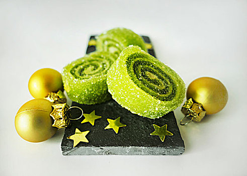绿茶,金色,星,圣诞树球