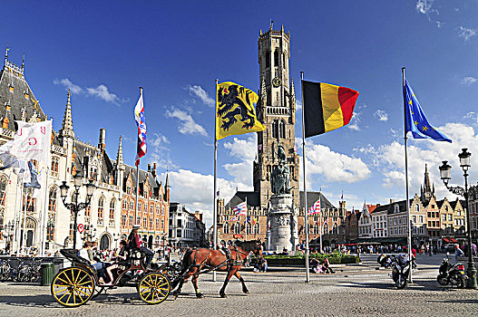 历史,钟楼,市中心,老,中世纪,老城,布鲁日,比利时