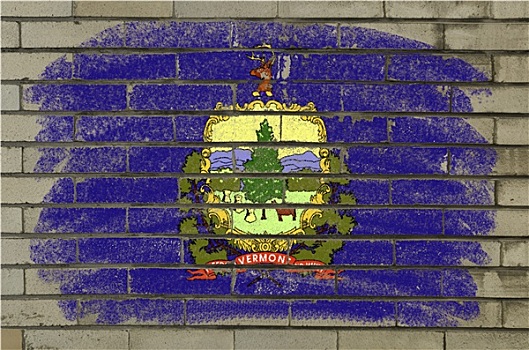 低劣,旗帜,美国,佛蒙特州,砖墙,涂绘