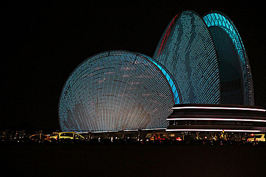 珠海大剧院,灯光秀,夜景