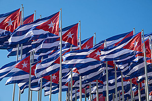 古巴,哈瓦那,旗帜,摆动,微风