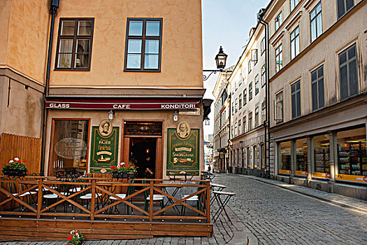 户外,内庭,咖啡,街道,老城,斯德哥尔摩,瑞典