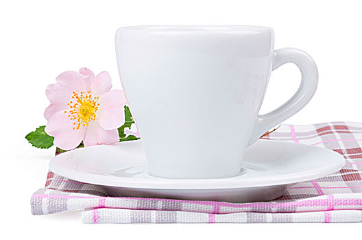 咖啡杯,玫瑰,盘子,白色背景