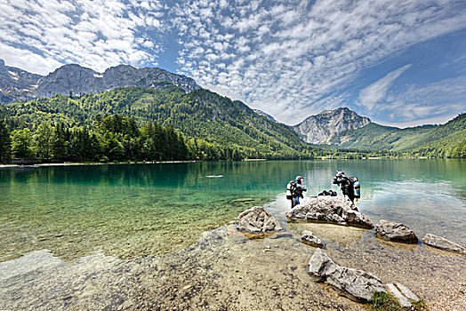 湖,山,靠近,萨尔茨卡莫古特,区域,上奥地利州,奥地利,欧洲