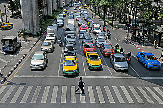 摩托车,骑手,汽车,交通,混乱,道路,曼谷,泰国,亚洲