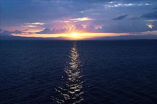 日落,上方,海洋,米尔恩湾,巴布亚新几内亚