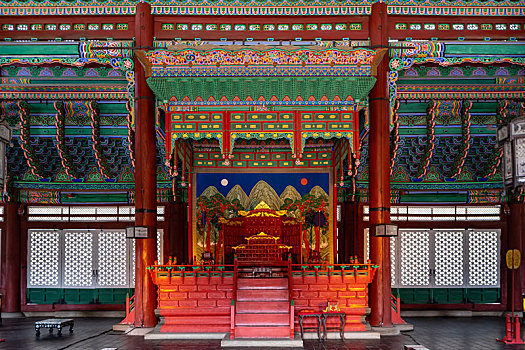 韩国首尔景福宫勤政殿内部景观
