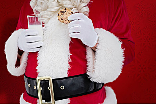 圣诞老人,拿着,饼干,牛奶杯