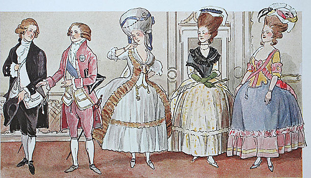 时尚,衣服,服饰,法国,时间,路易十六,1785年,插画,欧洲