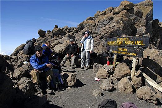 成功,登山者,标识,顶峰,乞力马扎罗山,坦桑尼亚