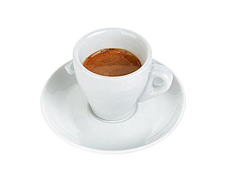 浓咖啡,杯子,碟,隔绝,白色背景