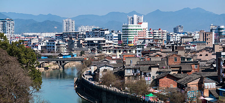 福建省长汀县都市建筑风光景观