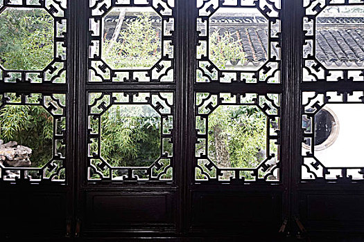 中国传统窗户和外景