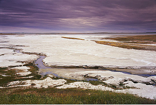 盐,沉积,湖,萨斯喀彻温,加拿大
