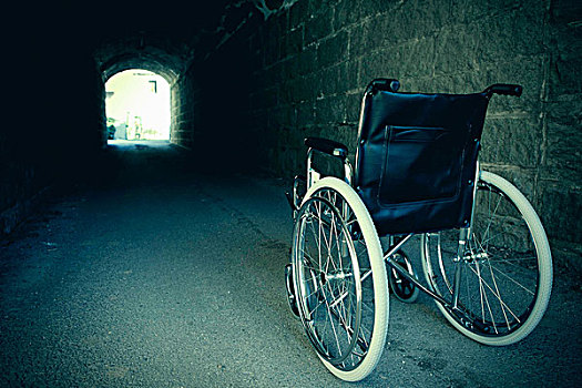 空,轮椅,暗色,隧道