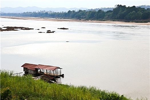 湄公河,风景,拿,泰国