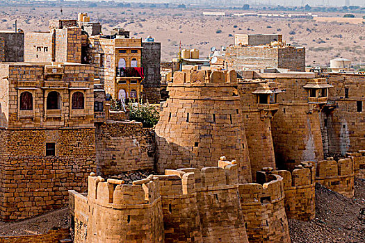 斋沙默尔,堡垒,金色,砂岩,10世纪,世界遗产,拉贾斯坦邦,印度