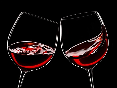两个,玻璃杯,红酒