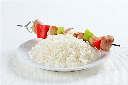 烤肉串,米饭