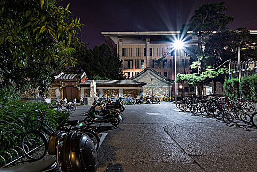 北京大学校门夜景图片