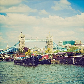 旧式,看,泰晤士河,塔桥,伦敦