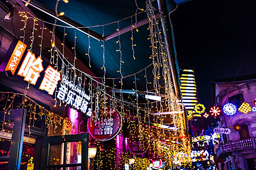 宁波老外滩街景酒吧夜景