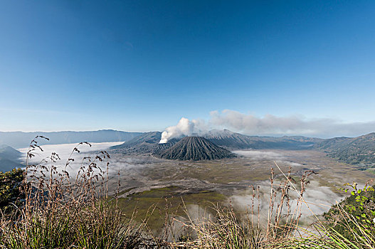 婆罗摩火山,火山,云,早晨,气氛,婆罗莫,国家公园,东方,爪哇,印度尼西亚,亚洲