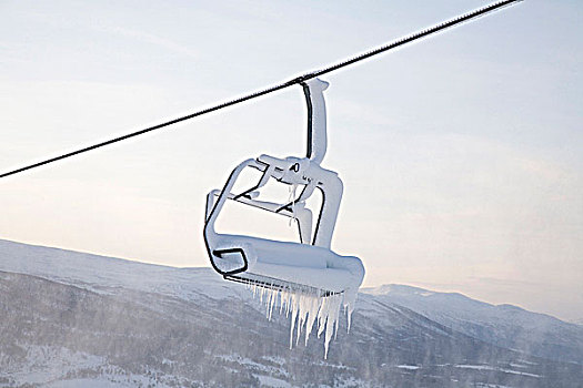 空中缆椅,满,冰雪