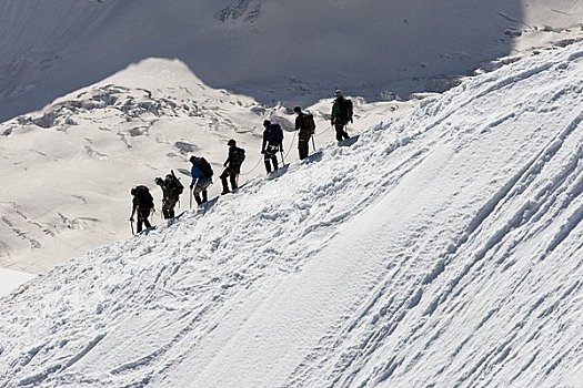 攀登者,冰河,靠近,勃朗峰,法国阿尔卑斯山