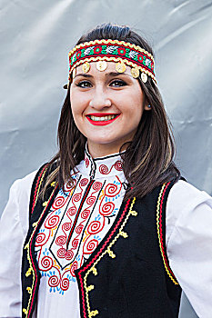 保加利亚,中心,山,卡赞勒克,玫瑰,节日,城镇,百分比,油,美女,传统服装
