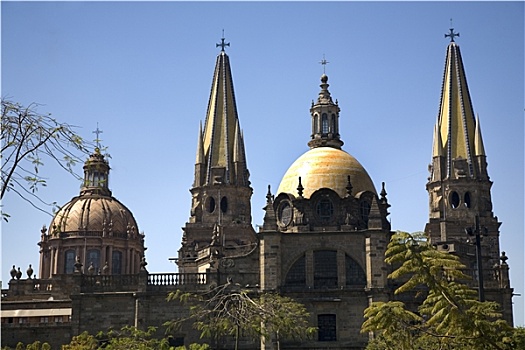 瓜达拉哈拉,大教堂,俯视,两个,圆顶,尖顶