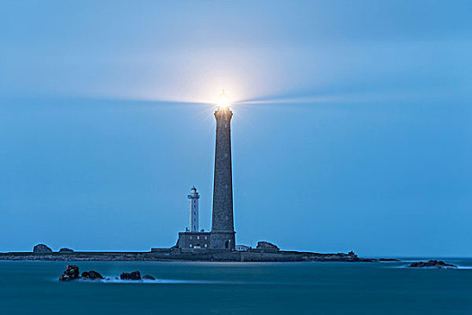 灯塔,光亮,夜晚,群岛,布列塔尼半岛,法国