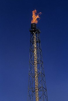 火焰,出现,炼油厂,烟囱,普拉德霍湾,阿拉斯加,美国