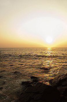 海岸,日落,果阿,印度
