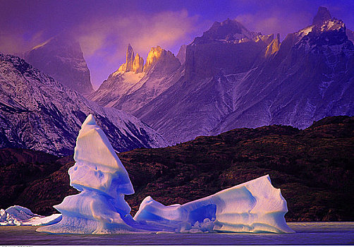 冰山,灰色,湖,托雷德裴恩国家公园,巴塔哥尼亚,智利