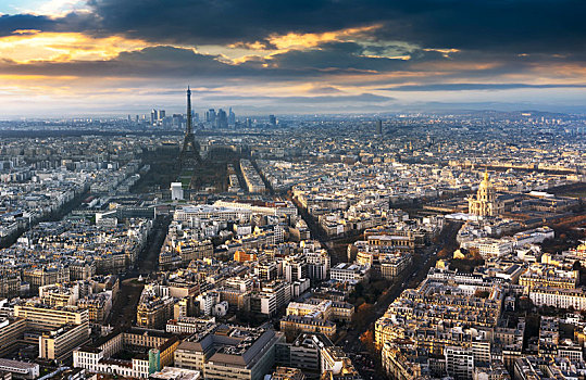 巴黎,城市,法国,日落