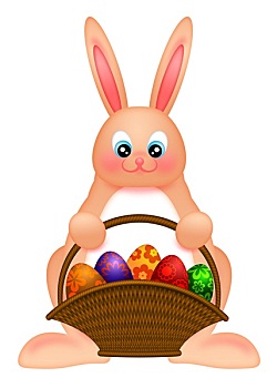 高兴,复活节兔子,兔子,蛋,篮子,插画