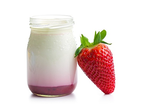 酸奶,罐,草莓