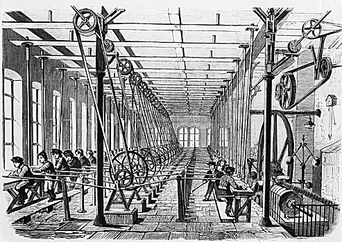 孩子,工作,造纸厂,阿沙芬堡,巴伐利亚,德国,1858年,艺术家,未知