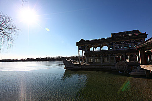 石舫,石船,昆明湖,颐和园,中国,北京,全景,风景,地标,传统