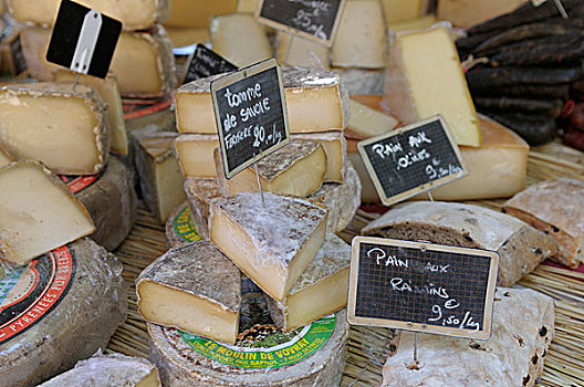欧洲,法国,罗讷河口省,普罗旺斯地区艾克斯,奶酪,地点,食品市场
