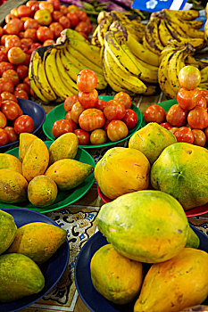 西红柿,香蕉,市场,珊瑚海岸,维提岛,斐济,南太平洋