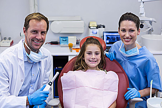 头像,微笑,牙医,孩子,病人,牙科诊所