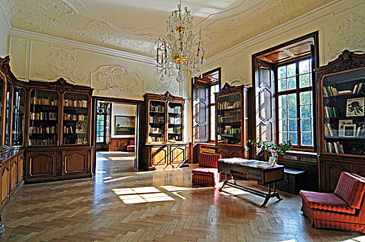 图书馆,室内设计,家具,城堡,护城河,巴洛克,博物馆,下莱茵,北莱茵威斯特伐利亚,德国,欧洲