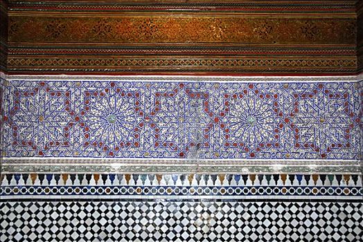绘画,光滑面,砖瓦,玛拉喀什,摩洛哥