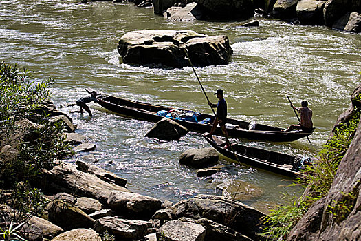 船夫,航行,河,孟加拉,十月,2008年