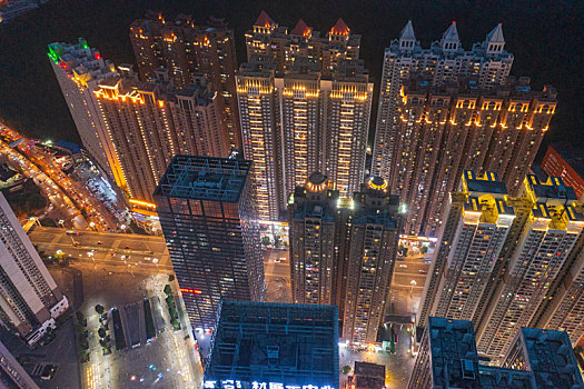 航拍贵州贵阳城市夜景