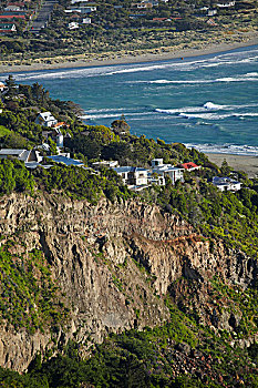 房子,悬崖,损坏,地震,克利夫顿,坎特伯雷,南岛,新西兰