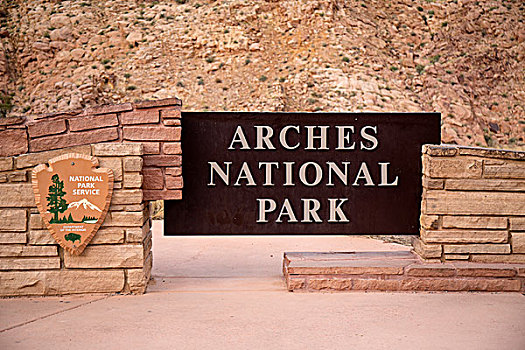 入口,标识,拱门国家公园,科罗拉多,美国,北美
