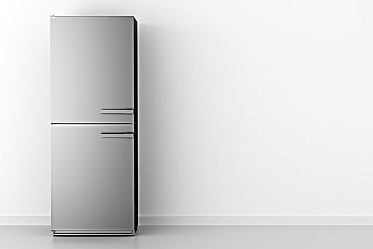 现代,电冰箱,正面,白墙,插画